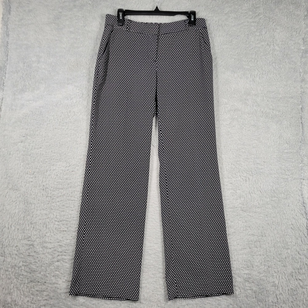Charter Club Pants Womens 4 Navy Blue White Polka Dot Wide Leg Pants